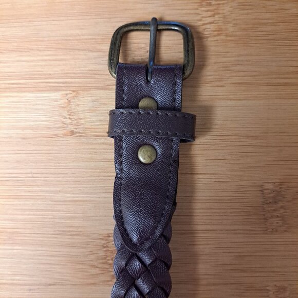 Brown Braided Faux Leather Belt Vintage 90s Never Worn - Picture 5 of 6